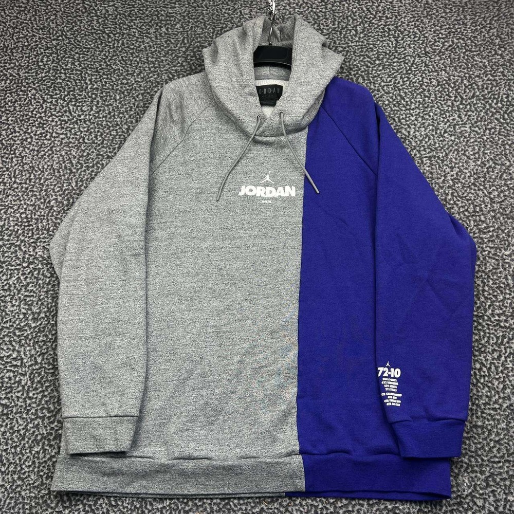 Air Jordan Hoodie Men XXL Grey Blue Pullover Raglan Long Sleeve 2XL